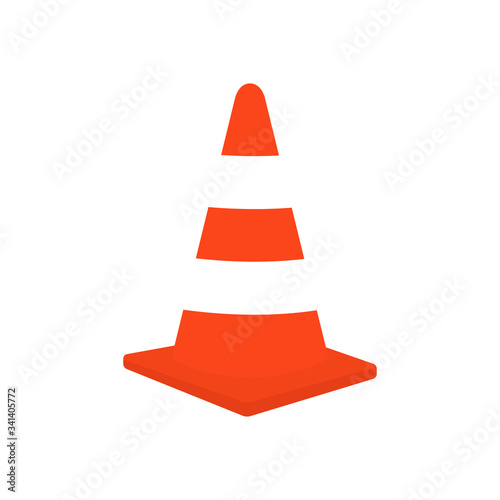 Traffic cone vector stock illustration isolated on white background. Orange road pylon icon.