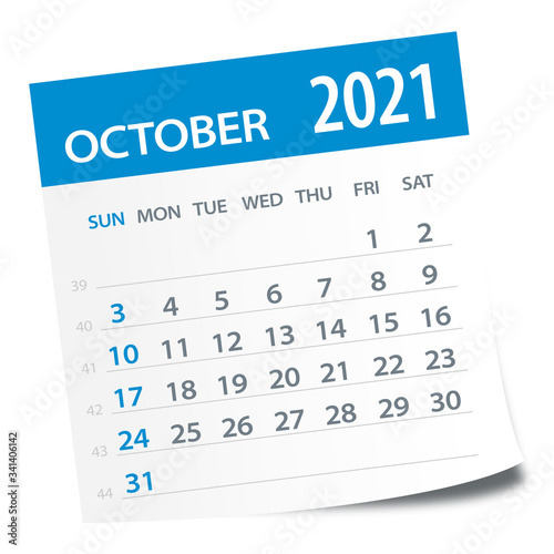 October 2021 Calendar Leaf - Vector Illustration