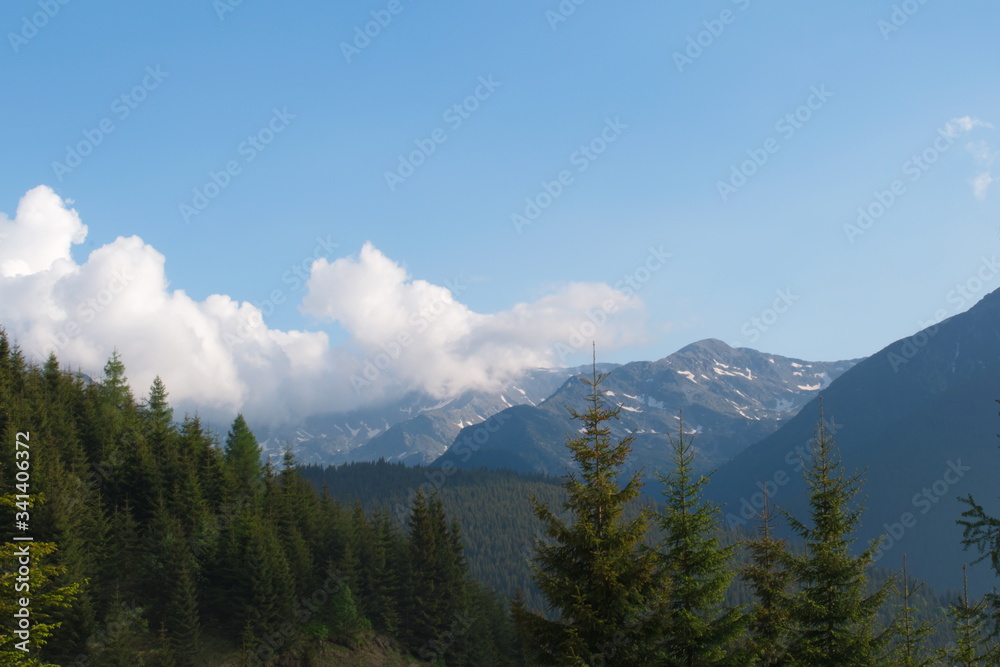 Beautiful scenery in the mountains with clouds