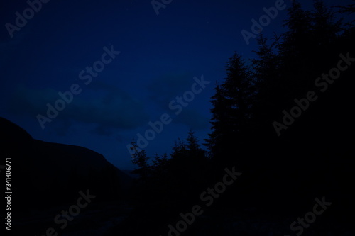 Mountain scenery at night