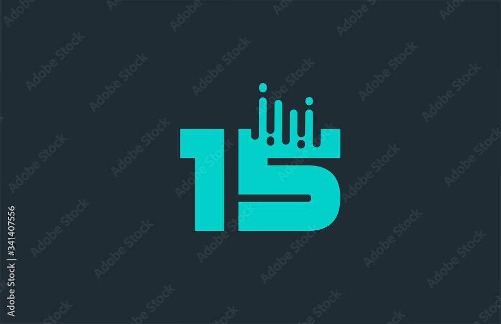 15 blue number logo icon with line design for company and business
