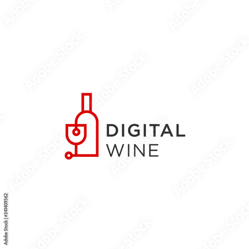 digital wine logo vector designs
