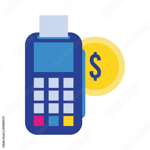 coin money dollar with voucher flat style icon
