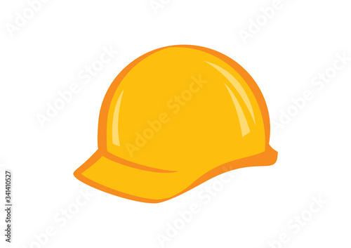 Yellow work protective helmet vector. Work helmet icon. Yellow safety helmet vector. Construction helmet icon isolated on a white background