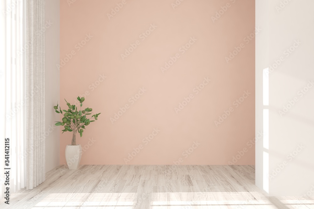 White empty room. Scandinavian interior design. 3D illustration White empty room. Scandinavian interior design. 3D illustration