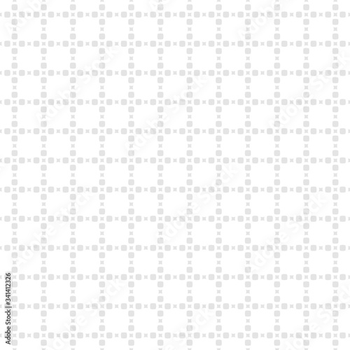 Subtle vector minimalist seamless pattern with tiny squares and circles in grid. Simple abstract geometric background white and light gray colors. Delicate ornament texture. Fine repeatable design