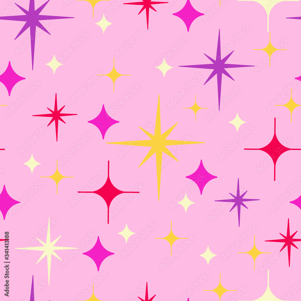 seamless pattern with stars in pink, purple and yellow seamless pattern with stars in pink, purple and yellow