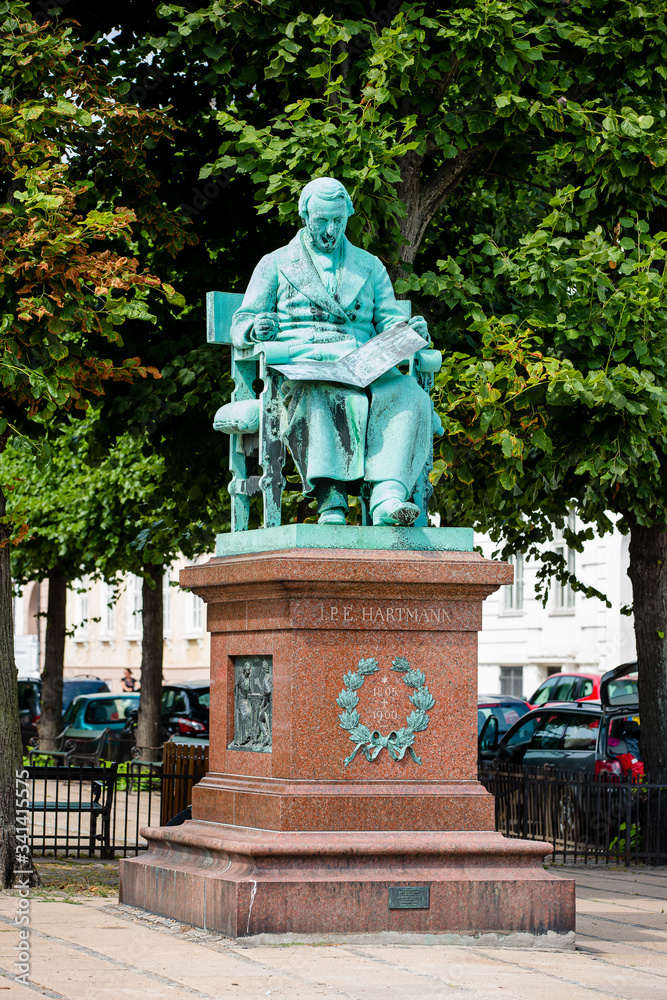 The statue of Johan Peter Emilius Hartmann in Copenhagen, Denmark