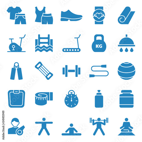 Set of sports and fitness equipment icons. Vector illustration