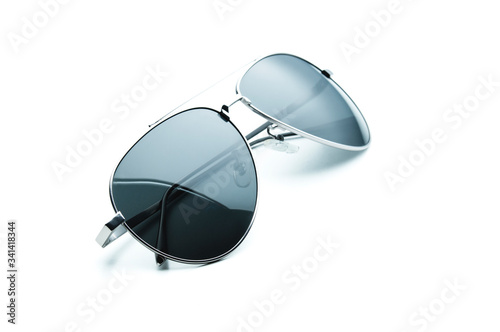 Aviator sunglasses on a white background