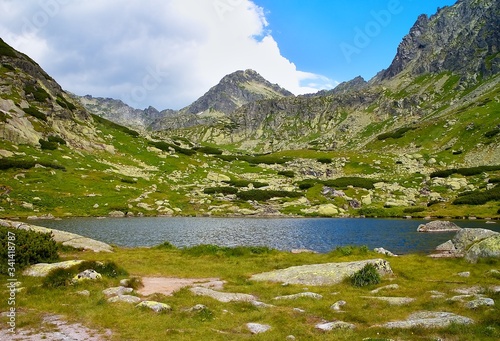 Lake above the Skok waterfall - hiking in the Mlynicka valley in the High Tatras.