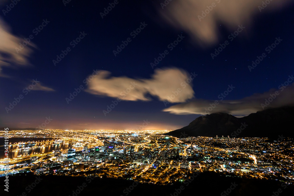 night view of the city of cape town, south africa