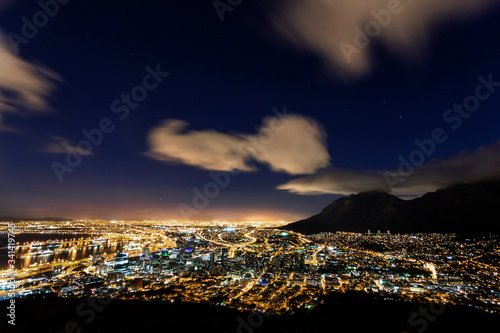 night view of the city of cape town, south africa