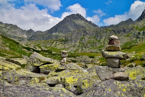Rock statues built in the valley below Strbsky Peak near Lake above the Skok waterfall. © Stanislav