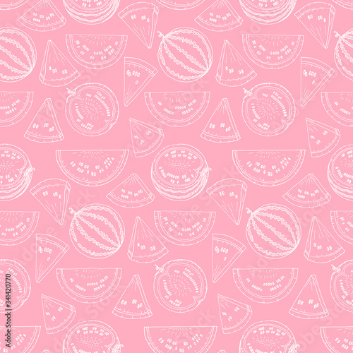 Watermelon pattern. Hand draw doodle graphics. 