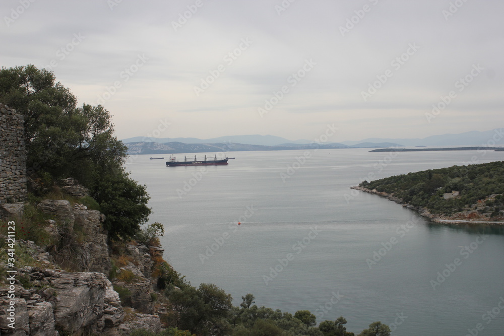İasos ancient city. View from the catle on the bay. İasos ancient city. View from the catle on the bay.