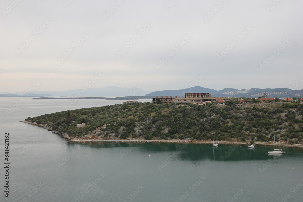İasos ancient city. View from the catle on the bay.