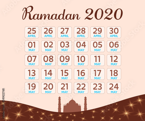 Ramadan calendar 2020 date from April 25 - May 24
