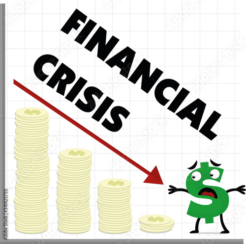 Vector illustration about the curve of the financial crisis