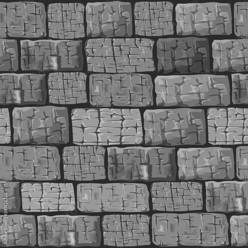Masonry walls made of large stones. Vector seamless
