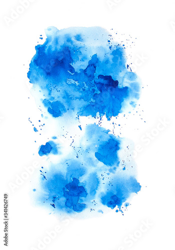 Abstract watercolor blue background. Raster illustration