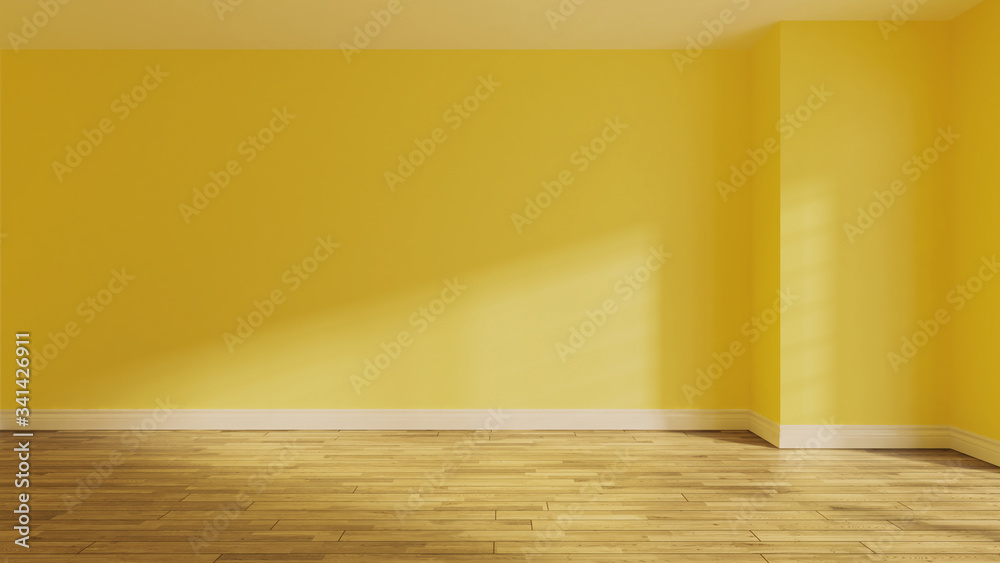 yellow wall and sunlight from window on the wall realistic 3D rendering yellow wall and sunlight from window on the wall realistic 3D rendering