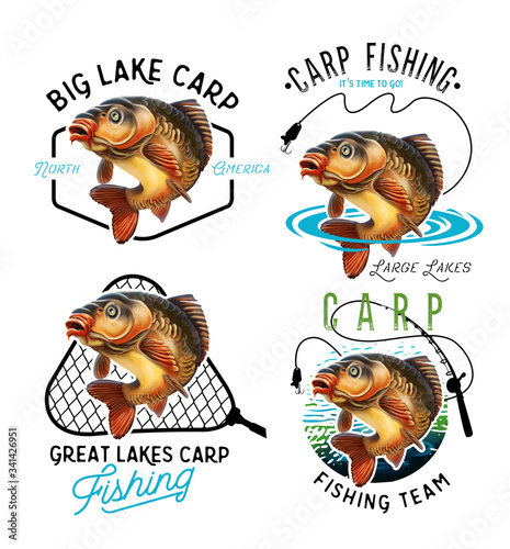 Foto Mirror Carp Emblems. Isolated on white background.