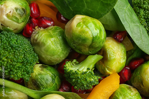 Tasty salad with Brussels sprouts  top view