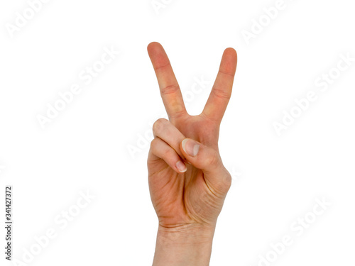 Single hand with peace sign