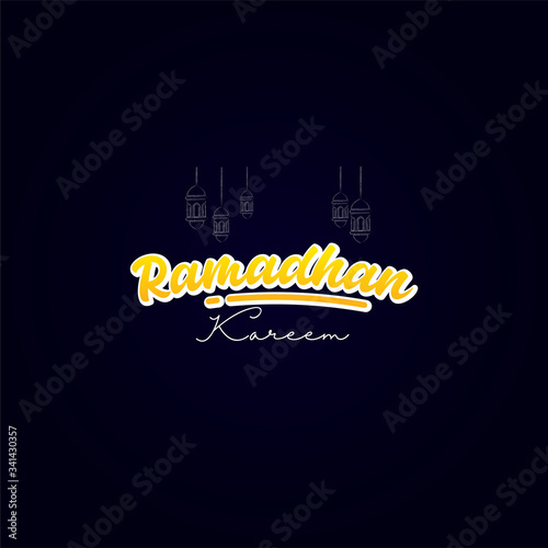 Ramadan Kareem Handwritten font Logo Template