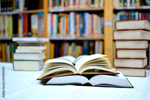 Books on library desk