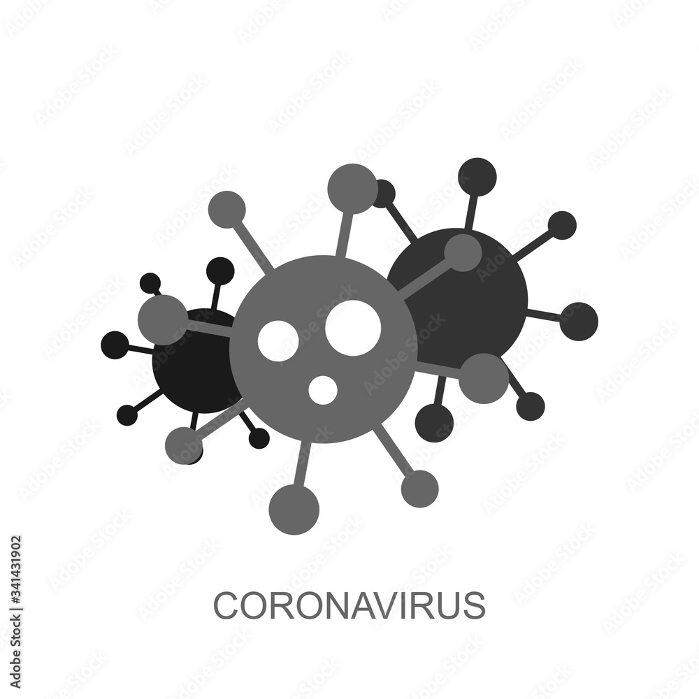 Virus cartoon icon with minimalistic inscription design. Vector bacteria symbol. Simple cell sign. Coronavirus, ncov, covid - 19 logo Virus cartoon icon with minimalistic inscription design. Vector bacteria symbol. Simple cell sign. Coronavirus, ncov, covid - 19 logo