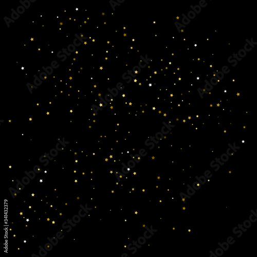 Gold stars. Confetti celebration. Festival decor. Vector.