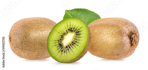 Fresh kiwi isolated on white background with clipping path