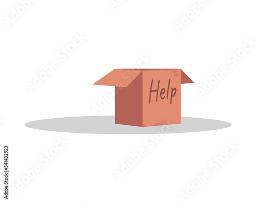 Cardboard for donation semi flat RGB color vector illustration