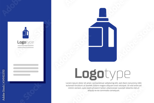 Blue Fabric softener icon isolated on white background. Liquid laundry detergent, conditioner, cleaning agent, bleach. Logo design template element. Vector Illustration