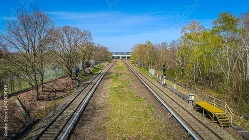 railroad tracks in the countryside