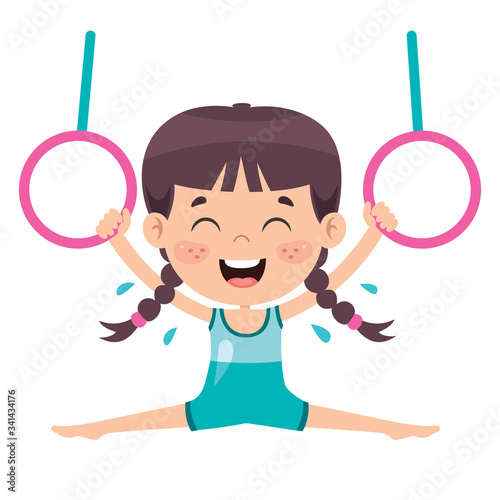 Happy Kid Doing Gymnastics Exercise