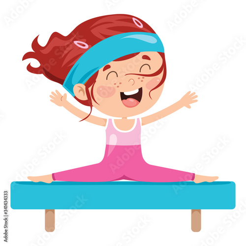 Happy Kid Doing Gymnastics Exercise