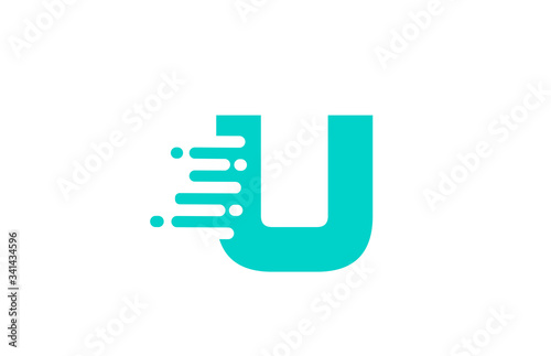 green U alphabet letter logo icon for business and company