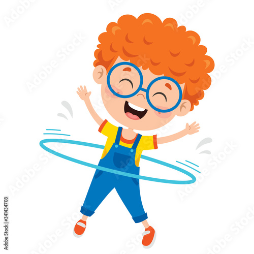 Happy Kid Doing Gymnastics Exercise