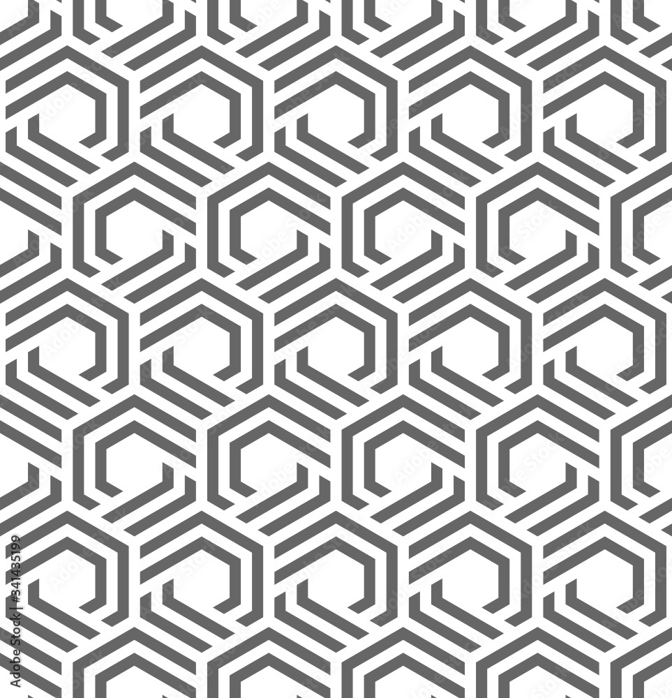 Vector geometric seamless pattern. Modern geometric background. Repeating geometric with hexagonal tiles.