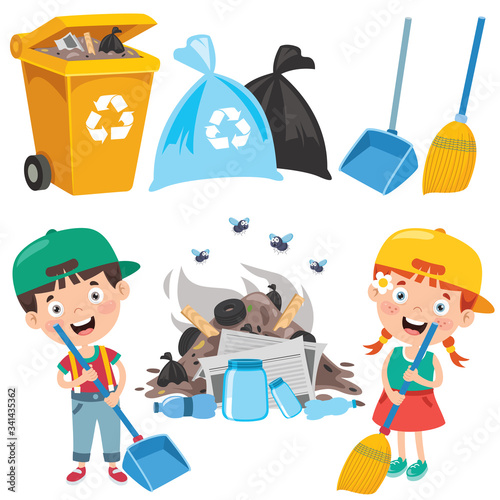 Funny Kid Cleaning The Environment