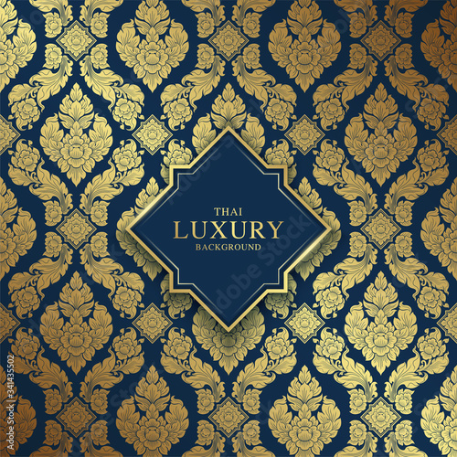 Thai art luxury temple, background pattern decoration for printing, flyers, poster, web, banner, brochure and card concept vector illustration
