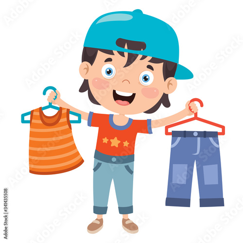 Little Kid And Colorful Clothes
