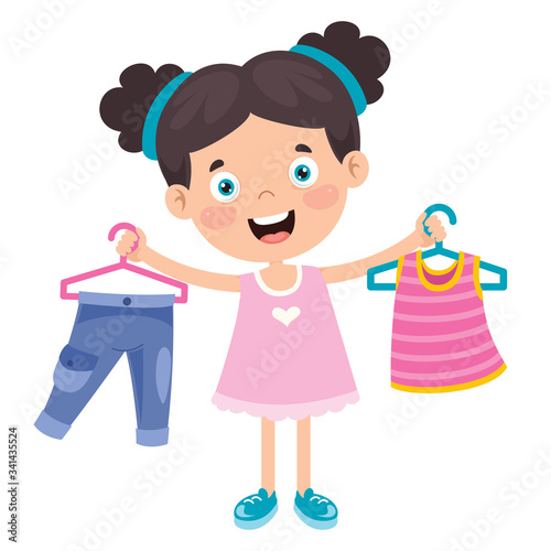 Little Kid And Colorful Clothes