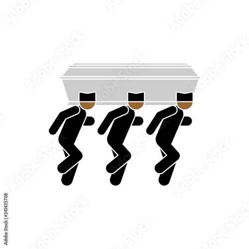 Black man dancing with coffin icon. African American Dance with coffin. Vector illustration