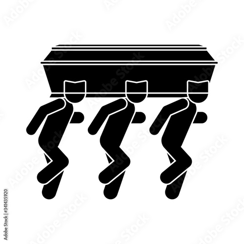 Black man dancing with coffin icon. African American Dance with coffin. Vector illustration
