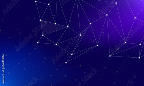 Abstract polygonal space low poly dark background with connecting dots and lines. Connection structure. Vector science background. Polygonal vector. Blue