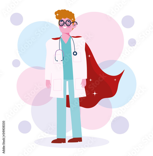 doctor hero, character medical staff professional cartoon